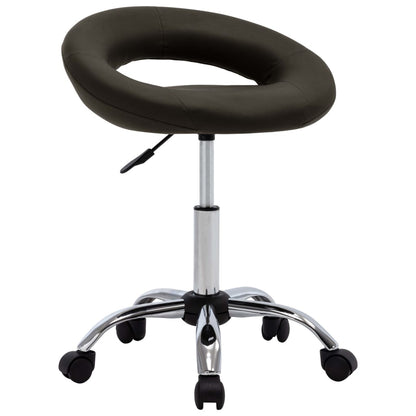 Silla De Trabajo Con Ruedas Cuero Sintético Rojo Tinto