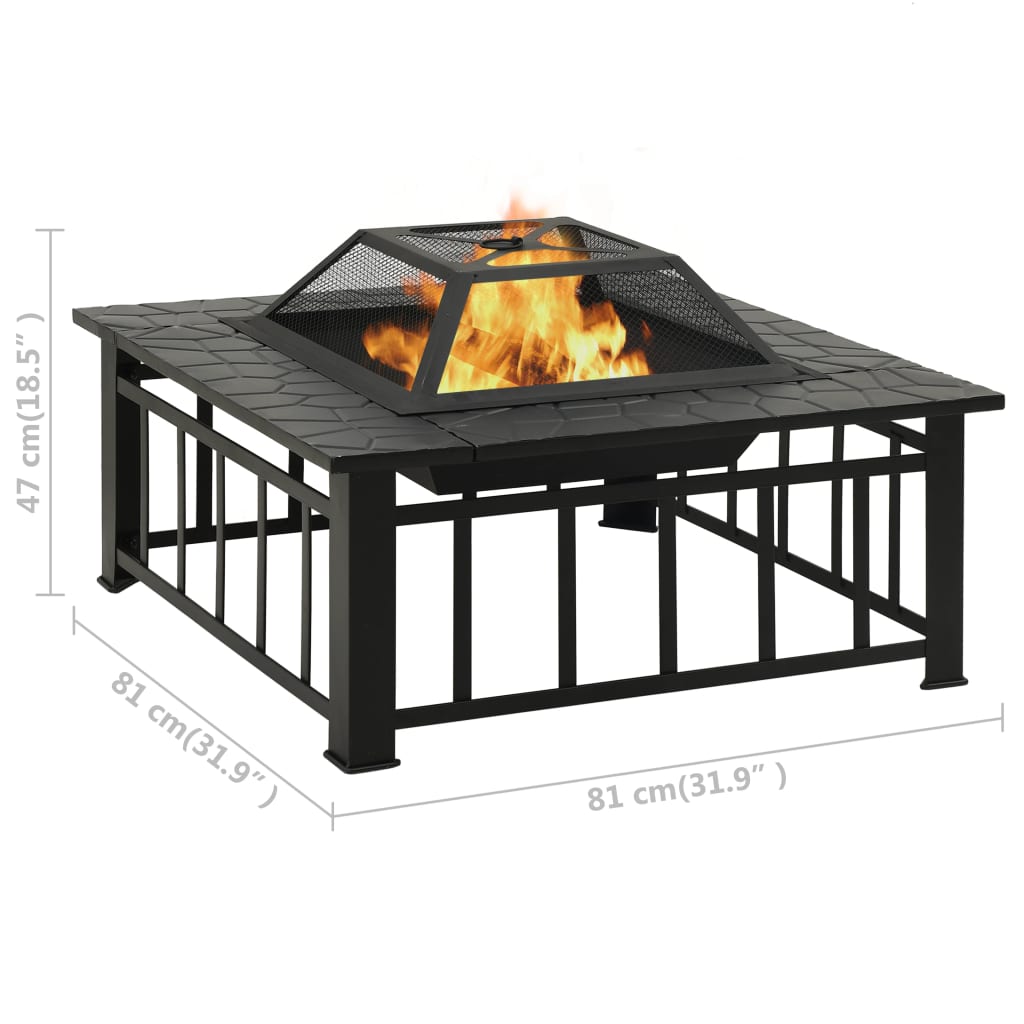 Brasero De Jardín Con Atizador Acero Xxl 81X81X47 Cm