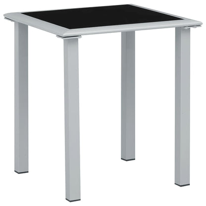 Mesa De Jardín Acero Y Vidrio Negro Y Plateado 41X41X45 Cm