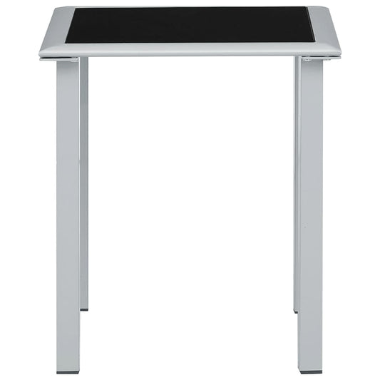 Mesa De Jardín Acero Y Vidrio Negro Y Plateado 41X41X45 Cm