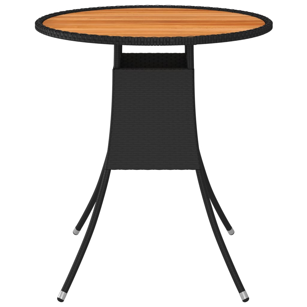 Mesa De Comedor De Jardín Ratán Sintético Acacia Ø 70 Cm