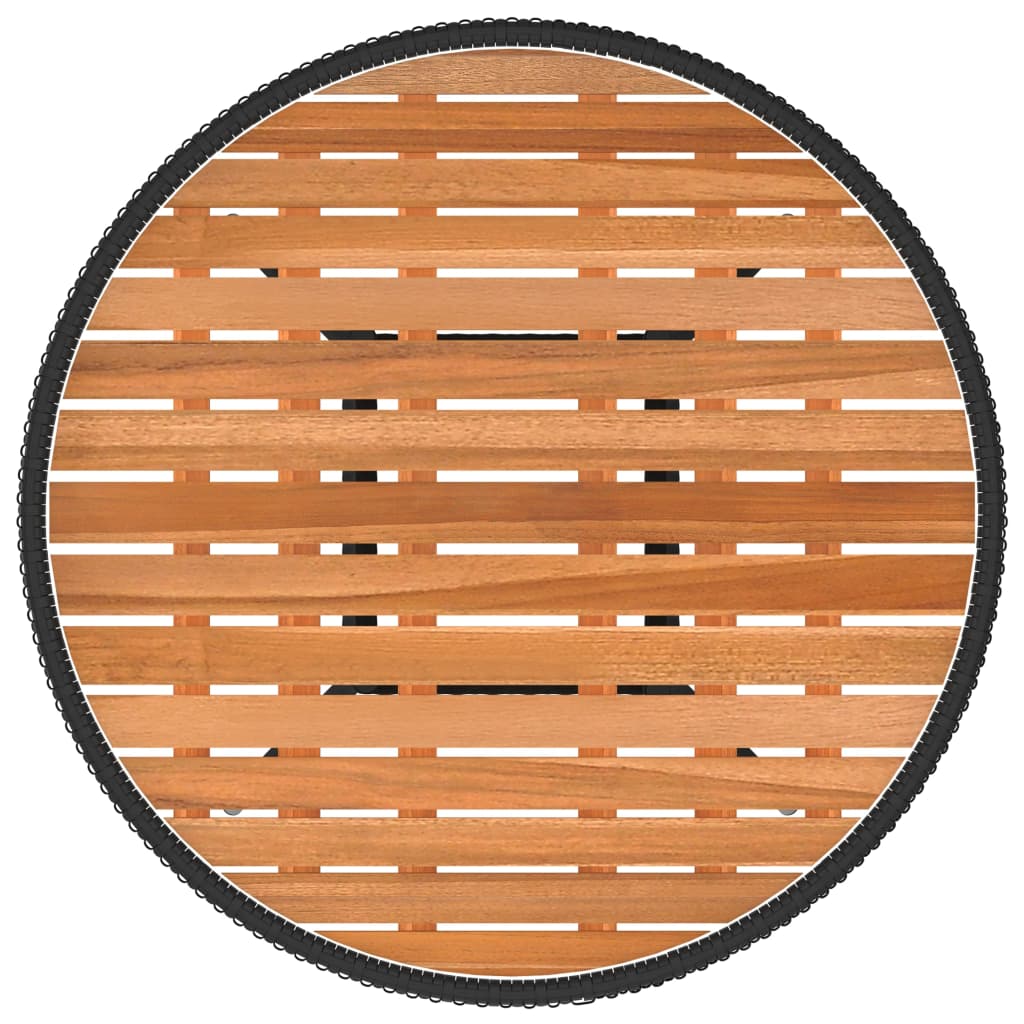 Mesa De Comedor De Jardín Ratán Sintético Acacia Ø 70 Cm
