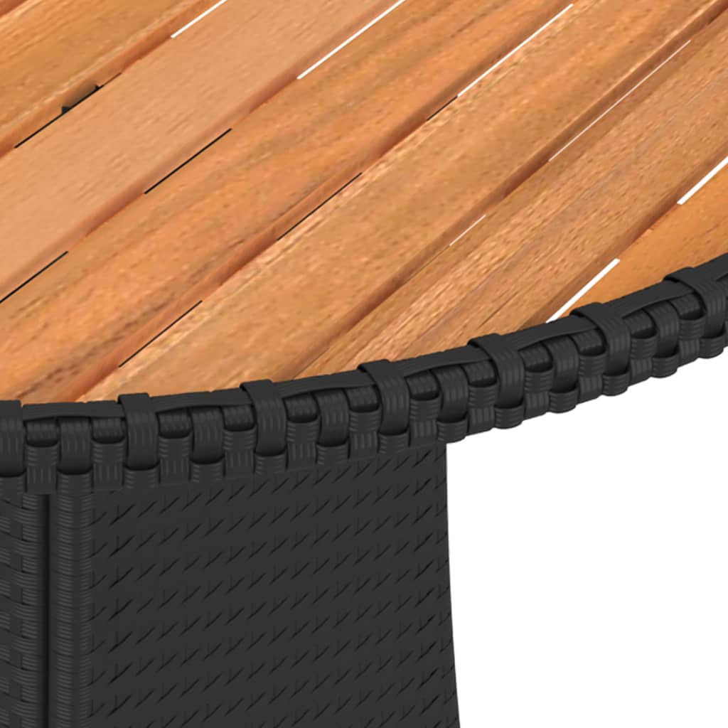 Mesa De Comedor De Jardín Ratán Sintético Acacia Ø 70 Cm