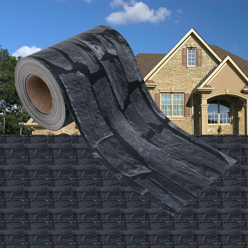 Panel De Valla De Pvc Gris Aspecto Piedra 35X0,19 M
