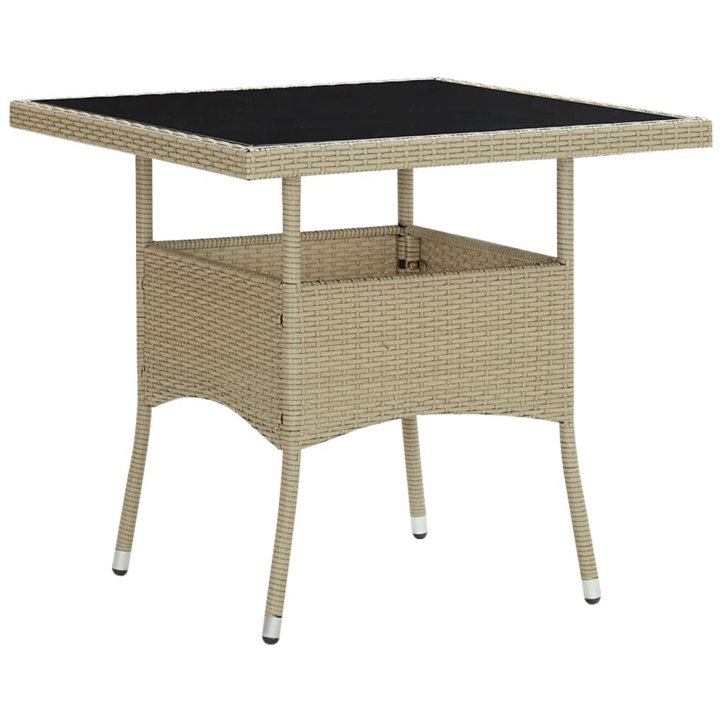 Mesa De Comedor De Jardín Ratán Sintético Y Vidrio