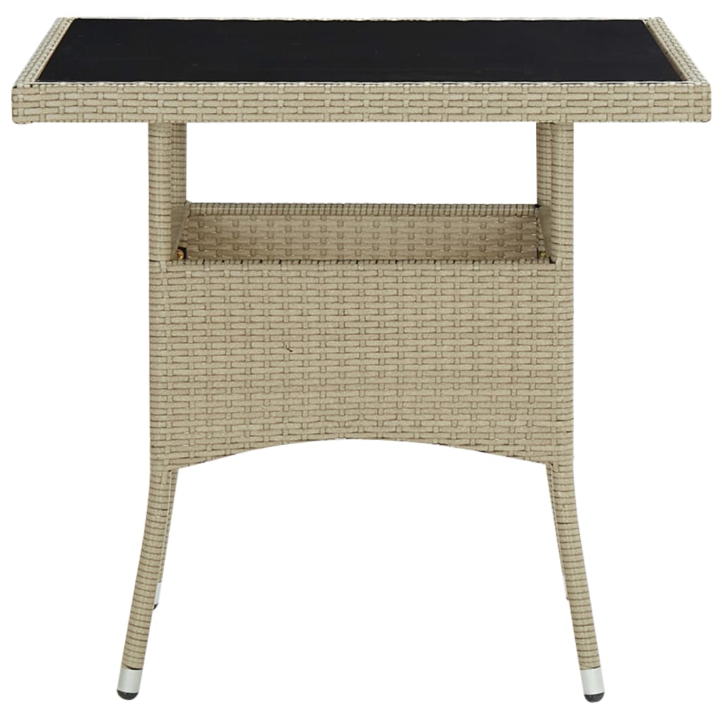 Mesa De Comedor De Jardín Ratán Sintético Y Vidrio