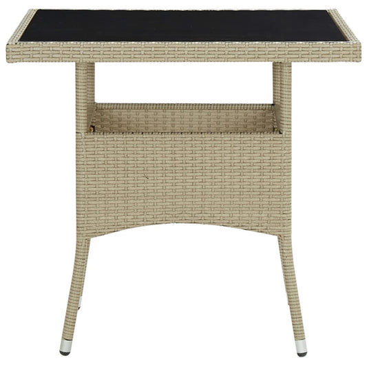 Mesa De Comedor De Jardín Ratán Sintético Y Vidrio