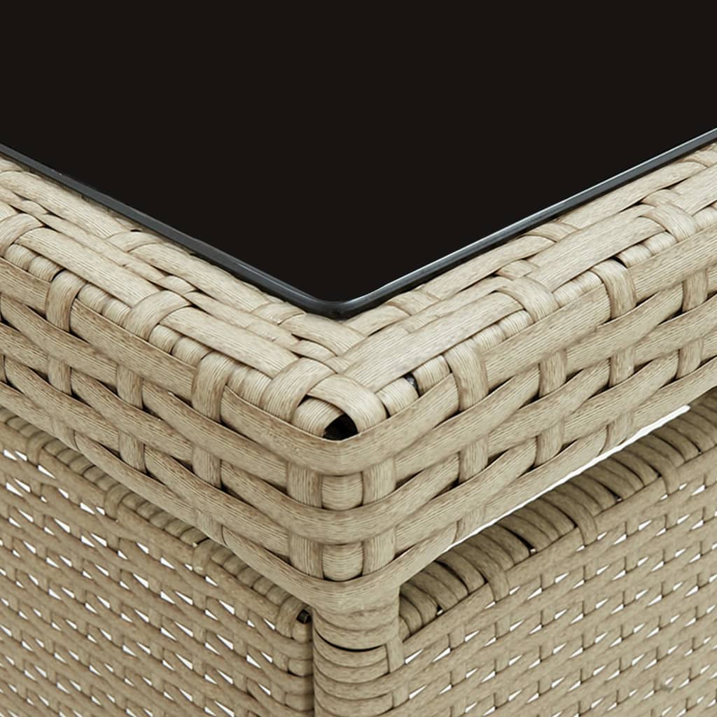 Mesa De Comedor De Jardín Ratán Sintético Y Vidrio