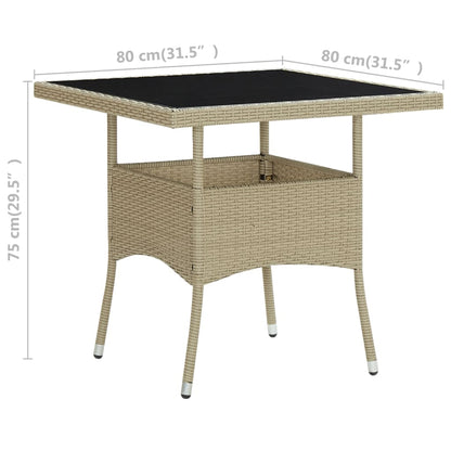 Mesa De Comedor De Jardín Ratán Sintético Y Vidrio