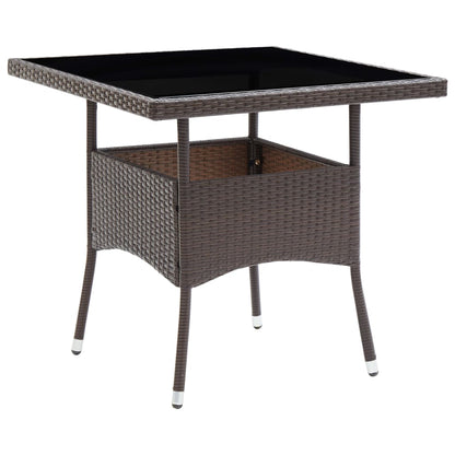 Mesa De Comedor De Jardín Ratán Sintético Y Vidrio