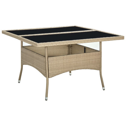 Mesa De Comedor De Jardín Ratán Sintético Y Vidrio