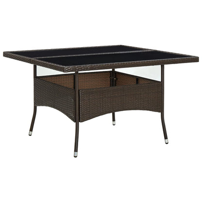 Mesa De Comedor De Jardín Ratán Sintético Y Vidrio