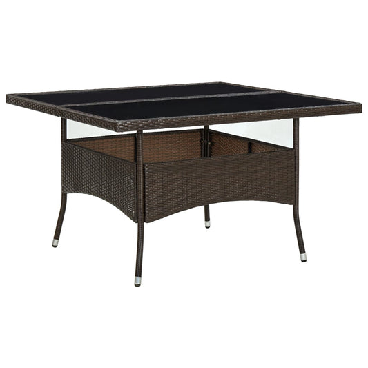 Mesa De Comedor De Jardín Ratán Sintético Y Vidrio