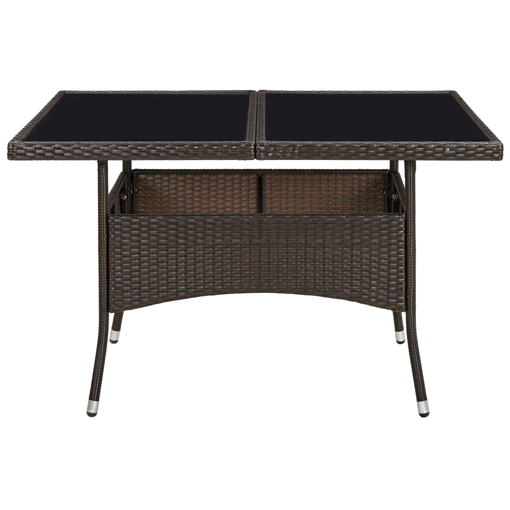 Mesa De Comedor De Jardín Ratán Sintético Y Vidrio