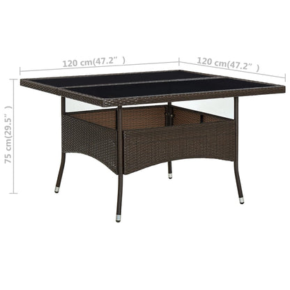 Mesa De Comedor De Jardín Ratán Sintético Y Vidrio