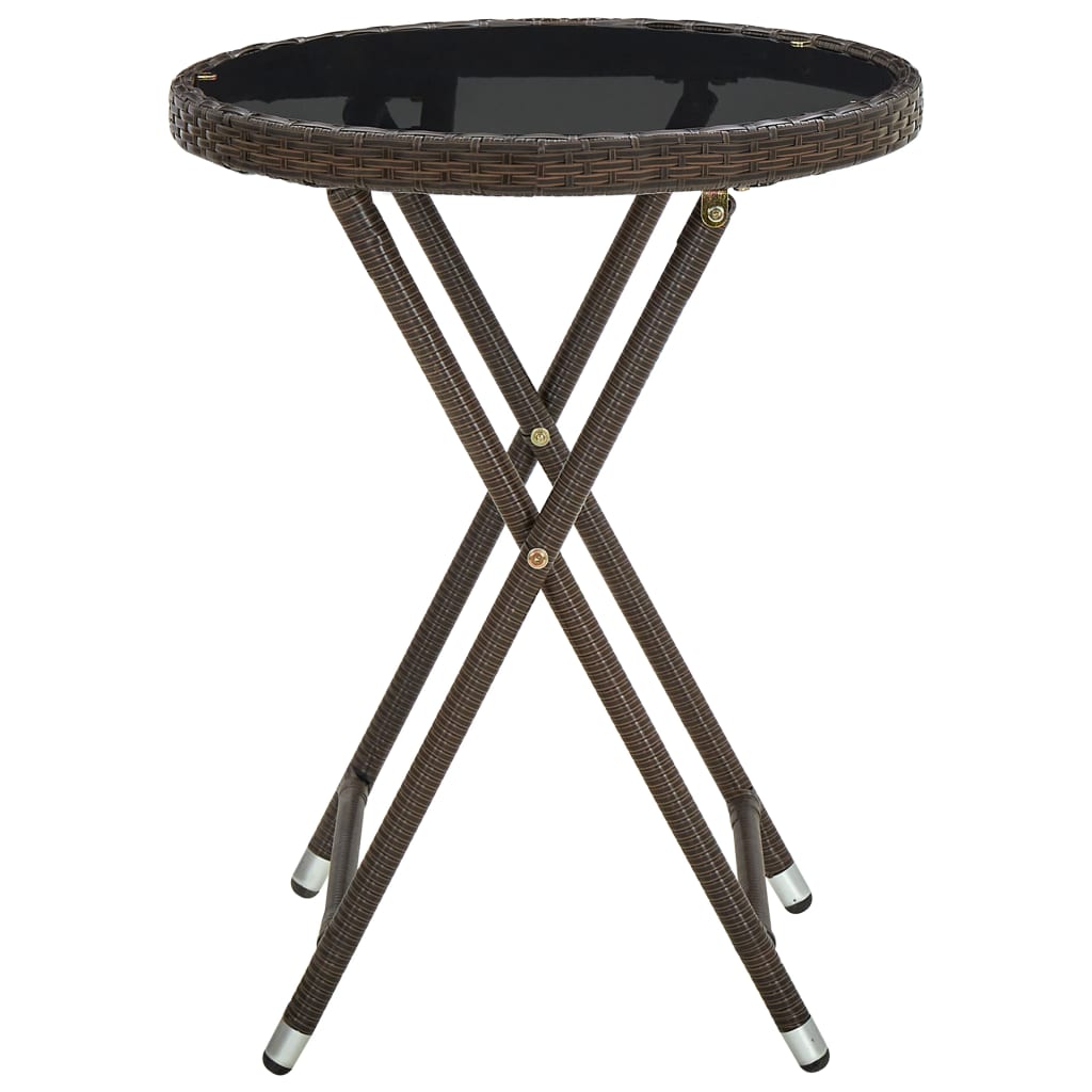 Mesa De Centro Ratán Sintético Y Vidrio Templado 60 Cm