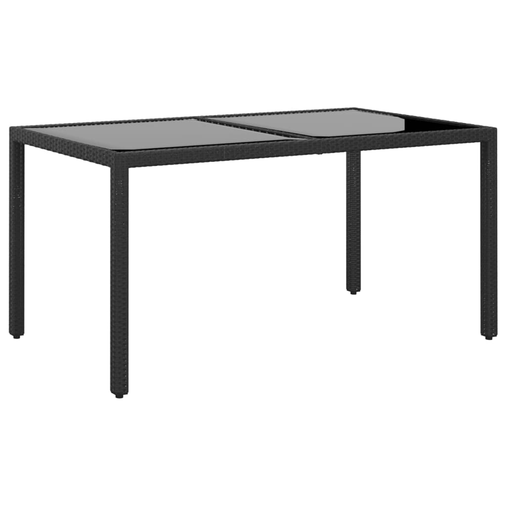 Mesa De Jardín Superficie De Vidrio Ratán Pe 150X90X75 Cm