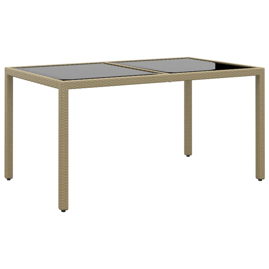 Mesa De Jardín Superficie De Vidrio Ratán Pe 150X90X75 Cm