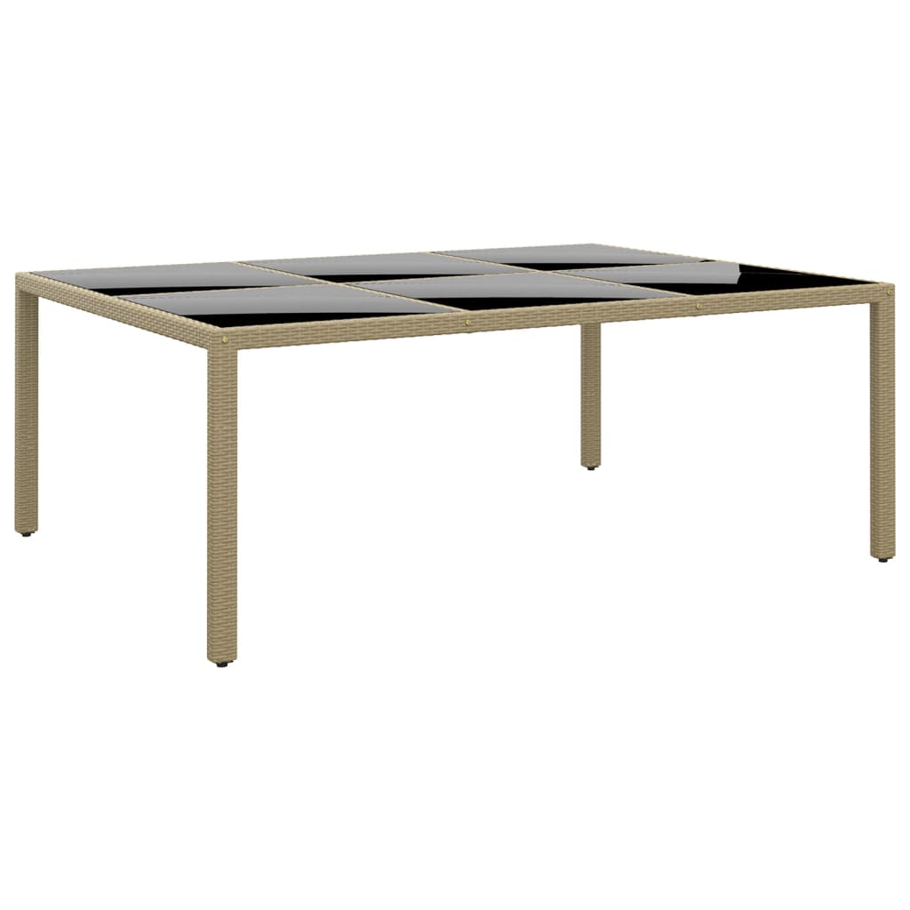Mesa De Jardín Superficie De Vidrio Ratán 200X150X75 Cm