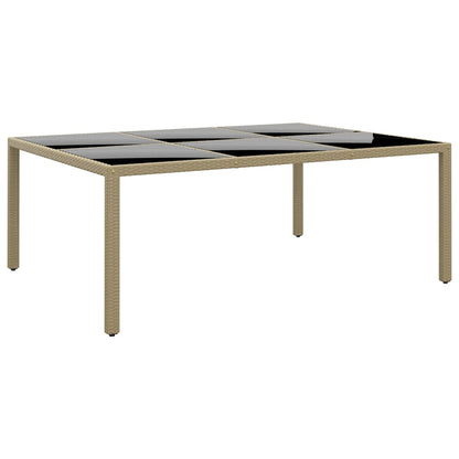 Mesa De Jardín Superficie De Vidrio Ratán 200X150X75 Cm