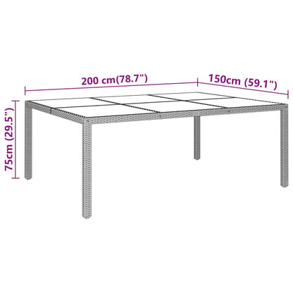 Mesa De Jardín Superficie De Vidrio Ratán 200X150X75 Cm