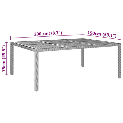 Mesa De Jardín Madera Acacia Ratán Sintético 200X150X75 Cm