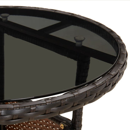 Mesa De Jardín Vidrio Templado Ratán Sintético Ø60X75 Cm