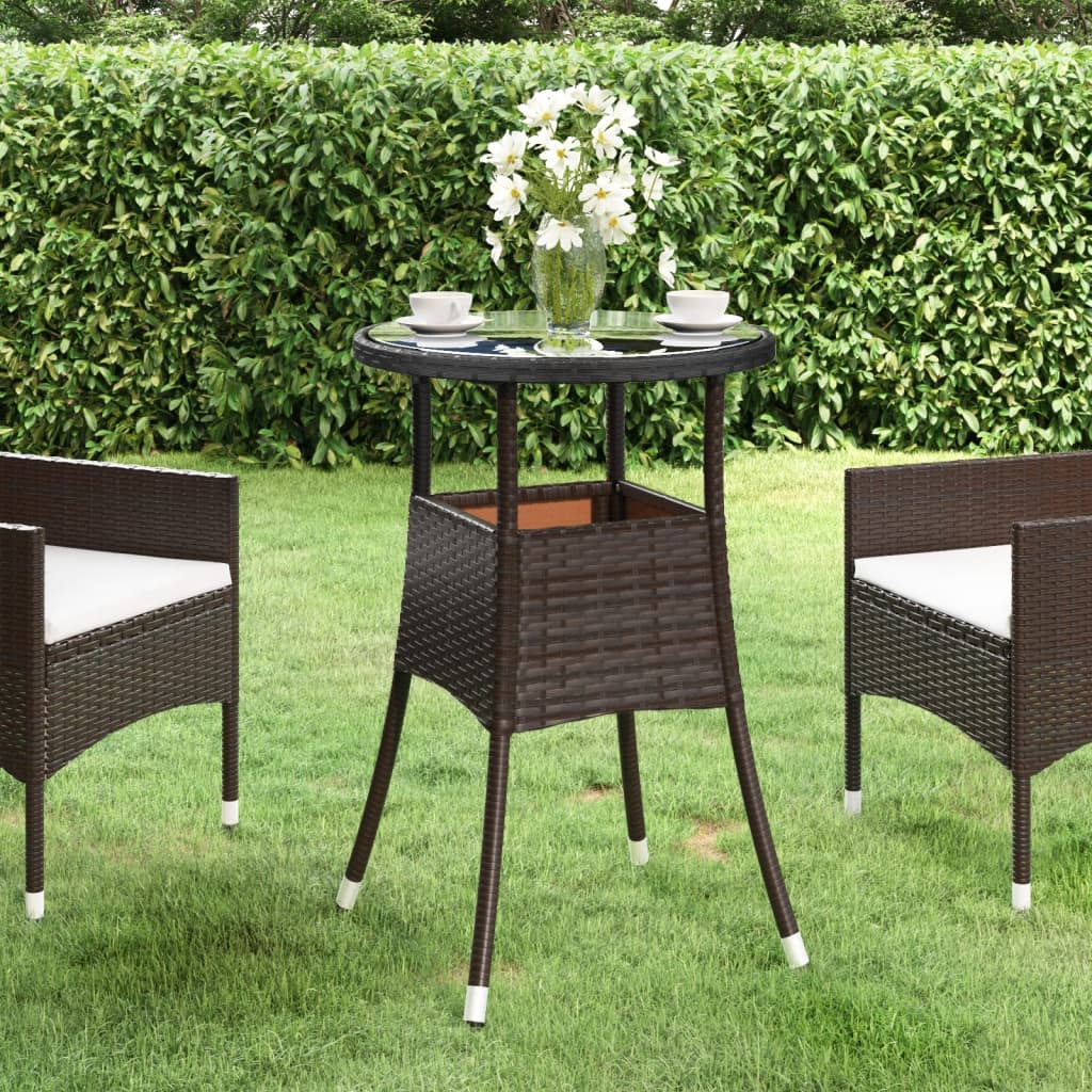 Mesa De Jardín Vidrio Templado Ratán Sintético Ø60X75 Cm
