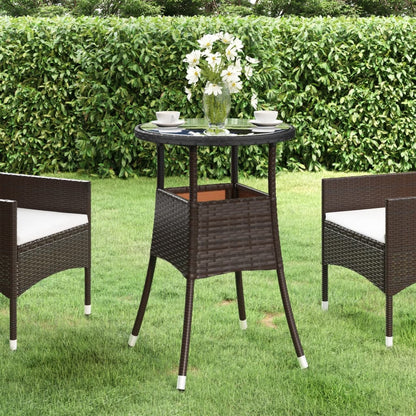 Mesa De Jardín Vidrio Templado Ratán Sintético Ø60X75 Cm