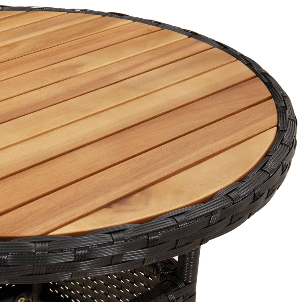 Mesa De Jardín Madera Acacia Y Ratán Sintético Ø60X75 Cm