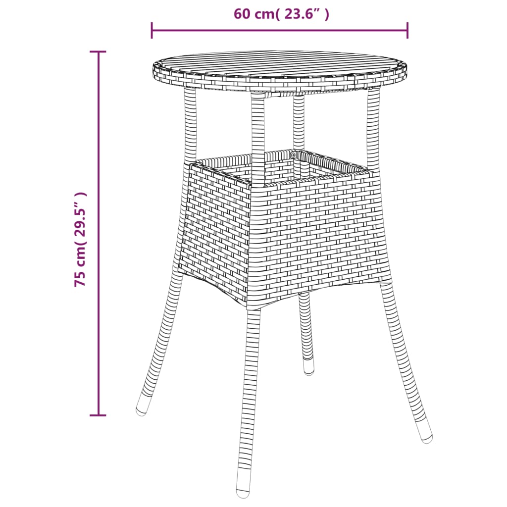 Mesa De Jardín Madera Acacia Y Ratán Sintético Ø60X75 Cm