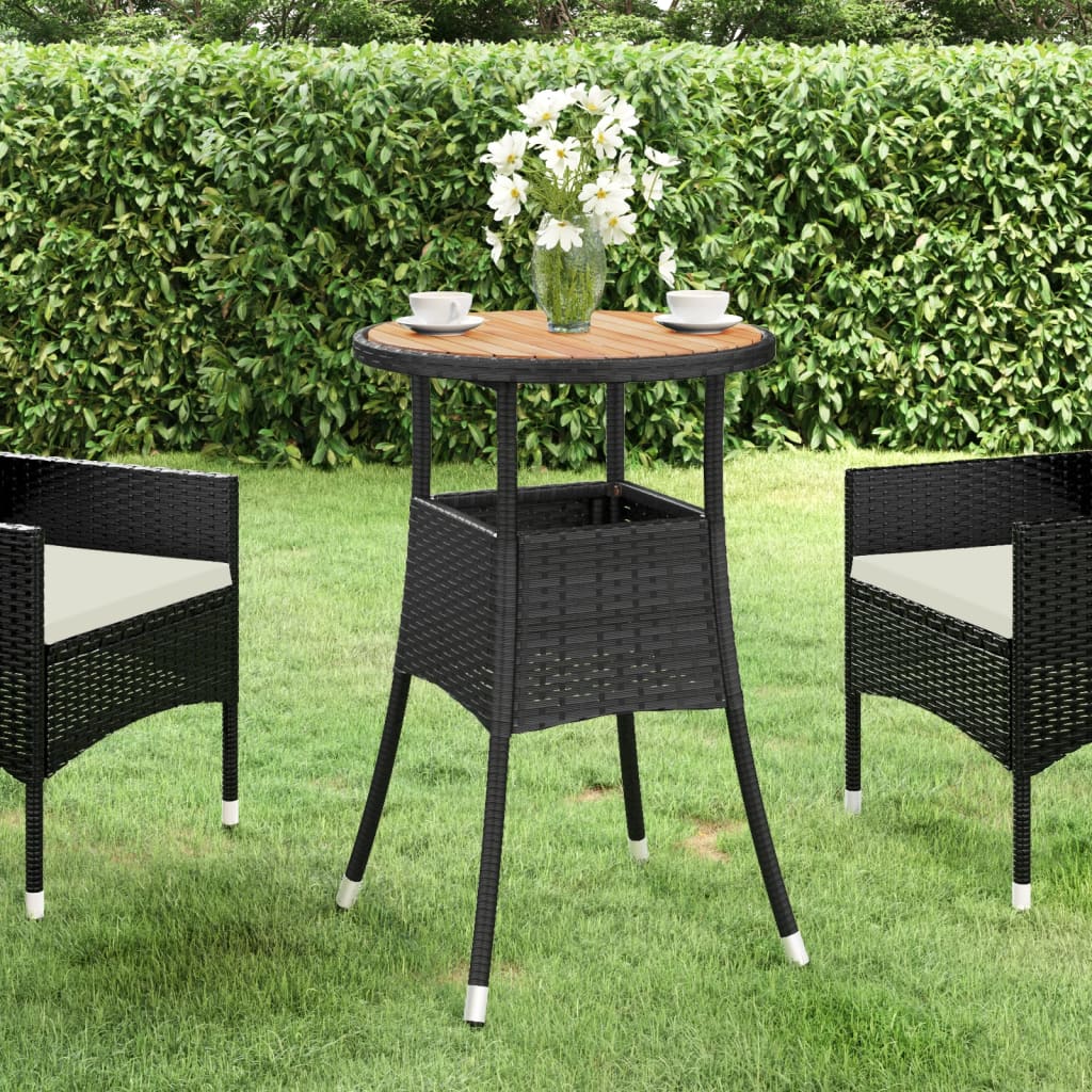 Mesa De Jardín Madera Acacia Y Ratán Sintético Ø60X75 Cm