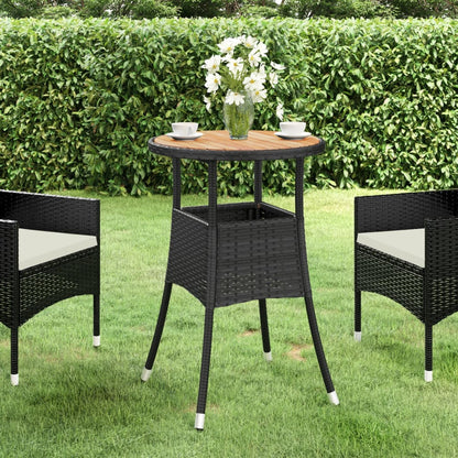 Mesa De Jardín Madera Acacia Y Ratán Sintético Ø60X75 Cm