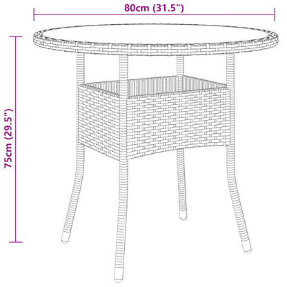 Mesa De Jardín Vidrio Templado Ratán Sintético Ø80X75 Cm