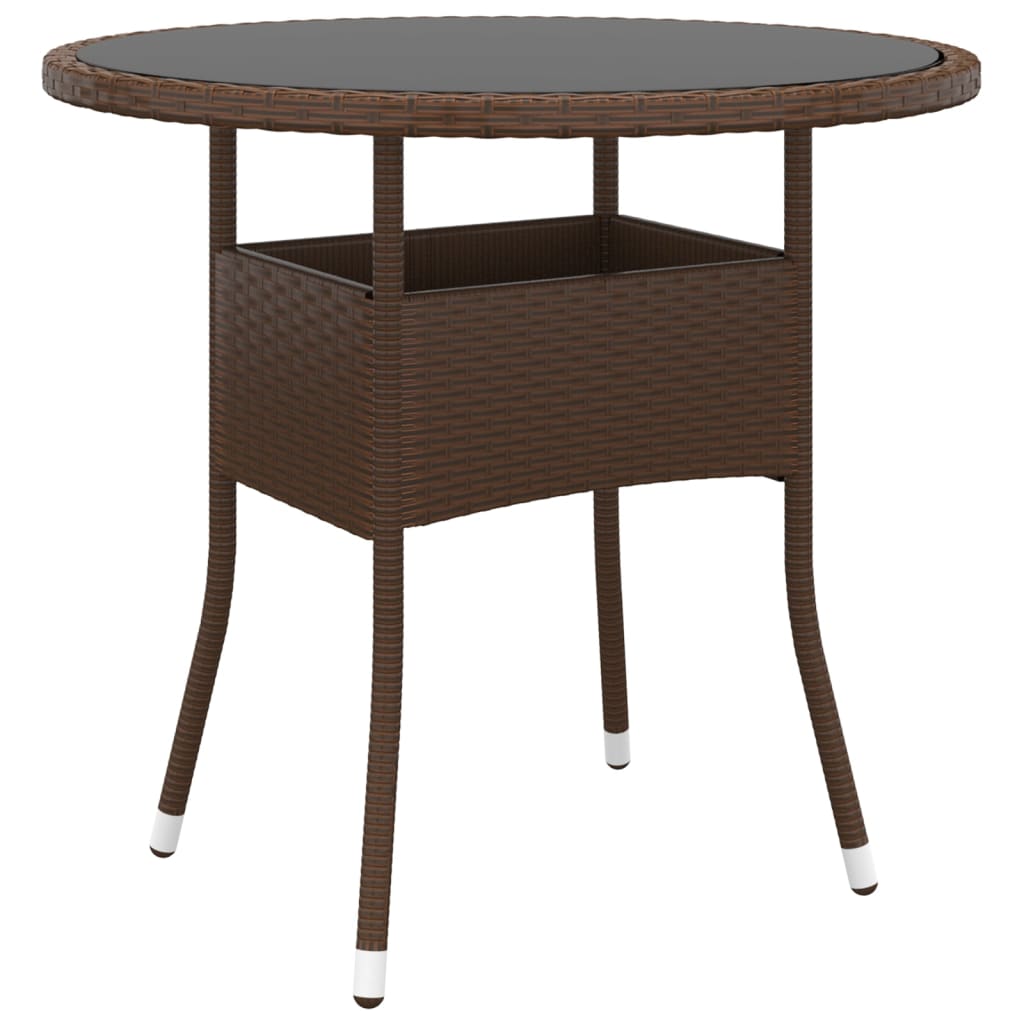 Mesa De Jardín Vidrio Templado Ratán Sintético Ø80X75 Cm