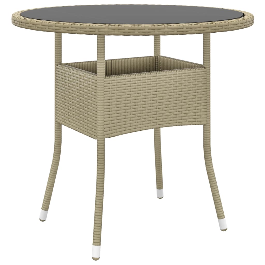 Mesa De Jardín Vidrio Templado Ratán Sintético Ø80X75 Cm