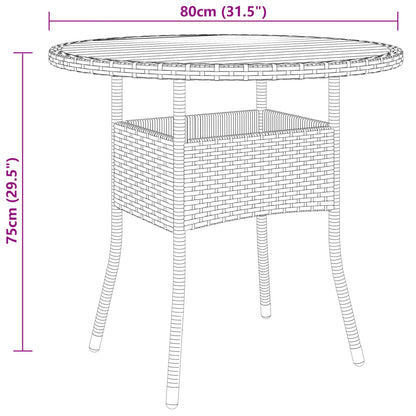 Mesa De Jardín Madera Acacia Y Ratán Sintético Ø80X75 Cm