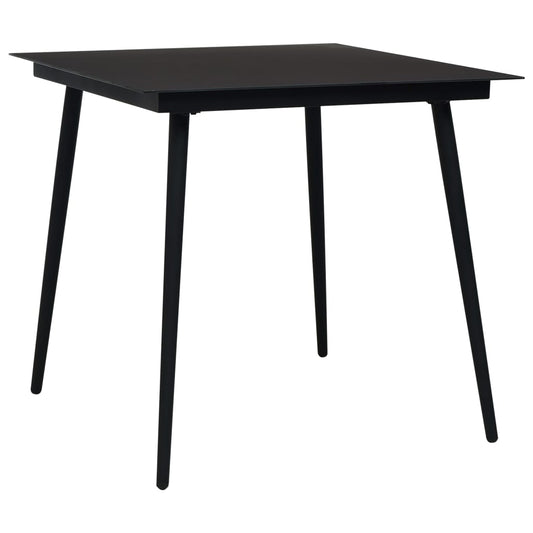 Mesa De Comedor De Jardín Acero Y Vidrio Negra