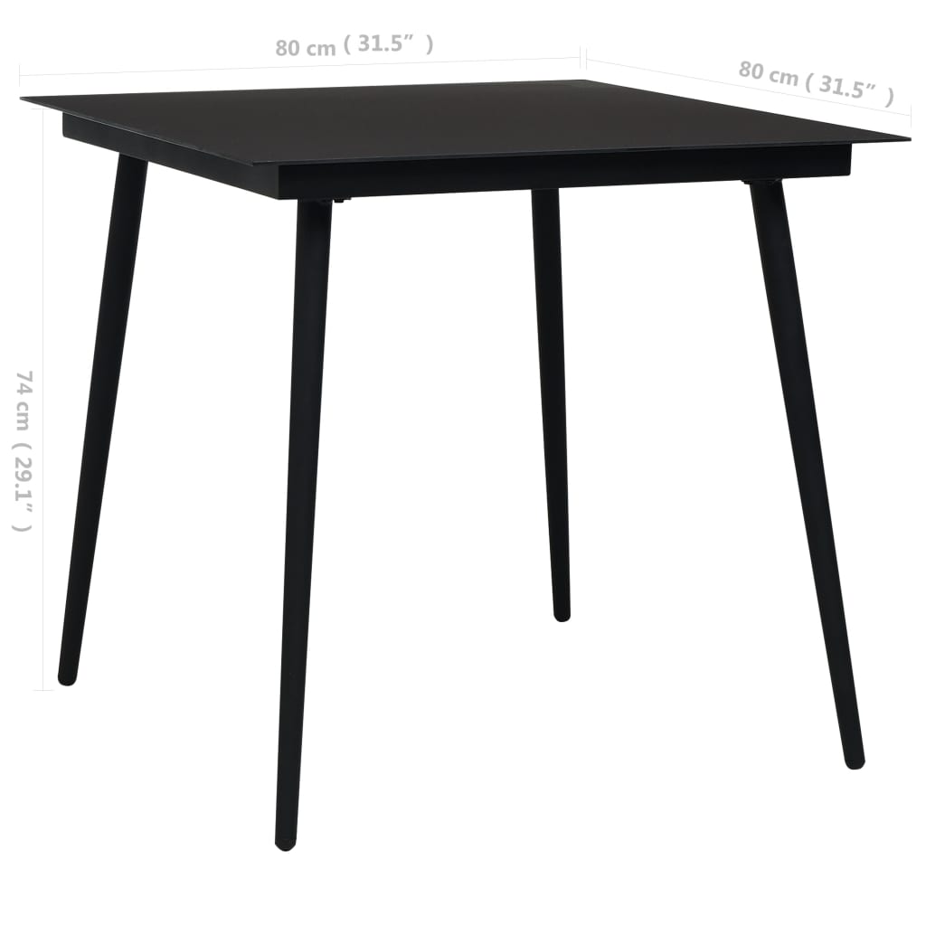 Mesa De Comedor De Jardín Acero Y Vidrio Negra