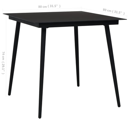 Mesa De Comedor De Jardín Acero Y Vidrio Negra