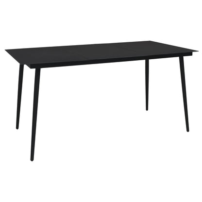 Mesa De Comedor De Jardín Acero Y Vidrio Negra