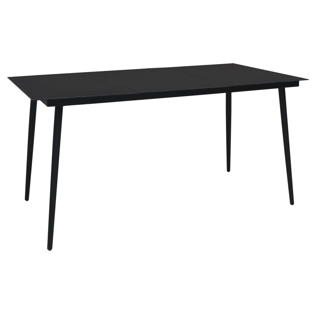 Mesa De Comedor De Jardín Acero Y Vidrio Negra