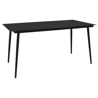 Mesa De Comedor De Jardín Acero Y Vidrio Negra