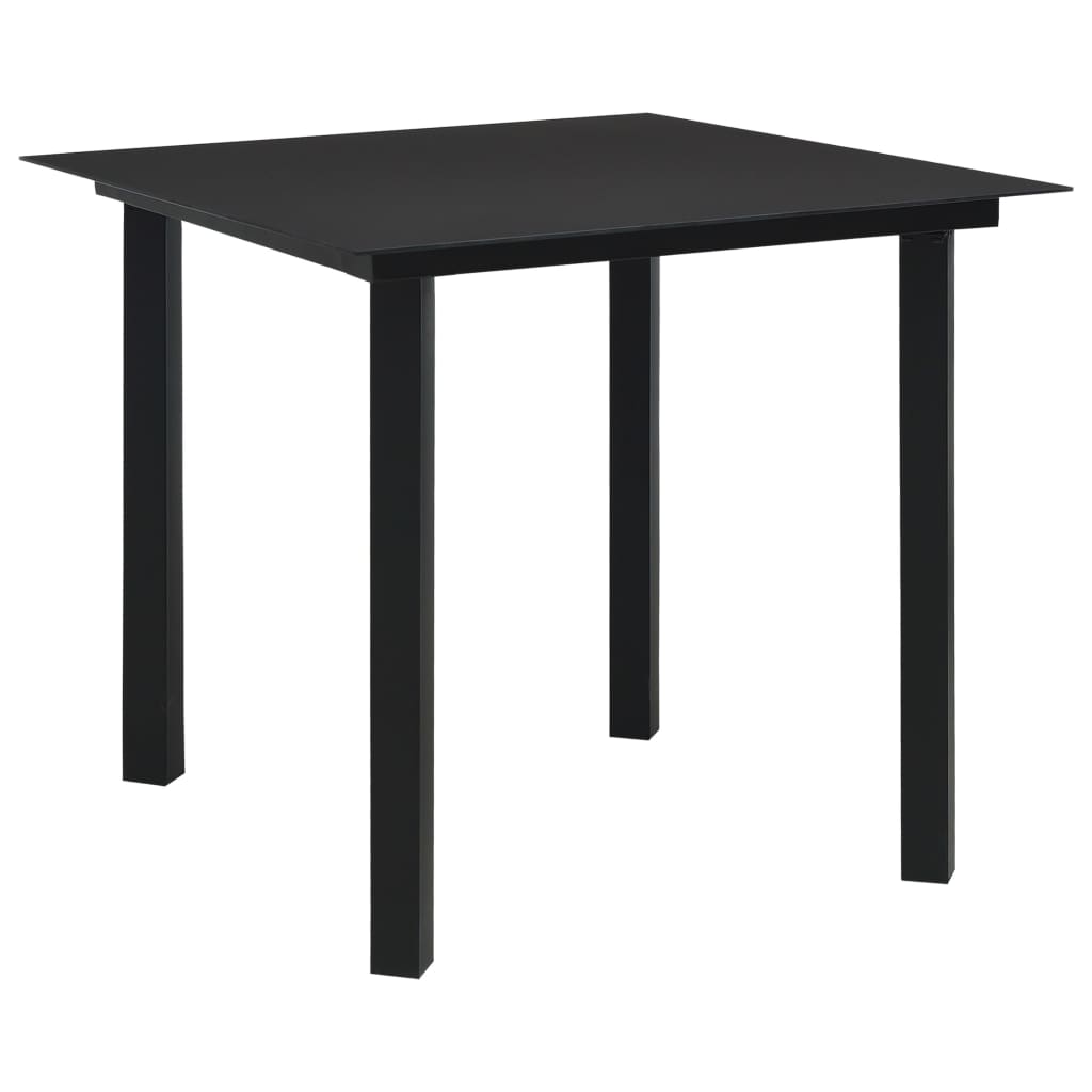Mesa De Comedor De Jardín Acero Y Vidrio Negra