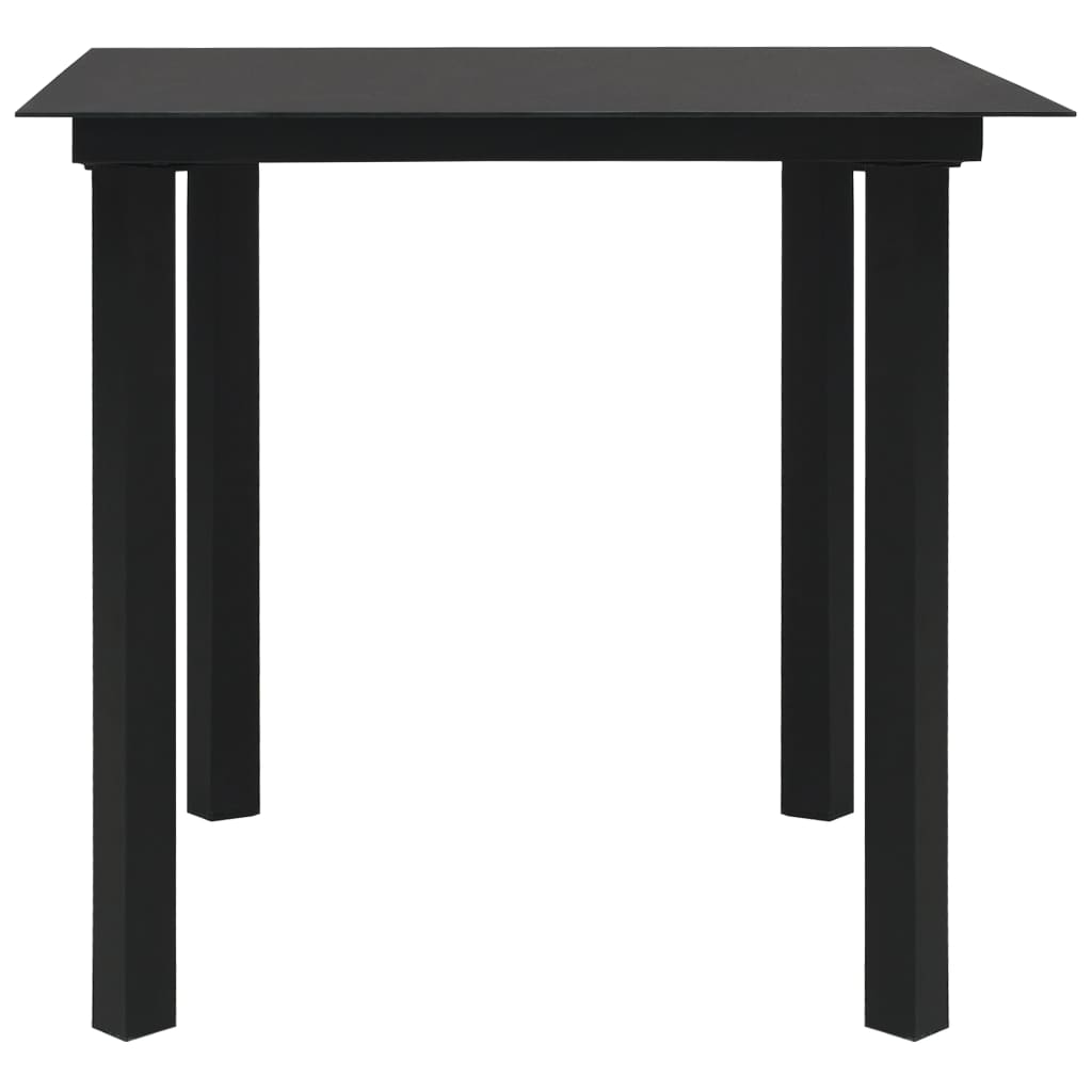 Mesa De Comedor De Jardín Acero Y Vidrio Negra