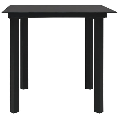 Mesa De Comedor De Jardín Acero Y Vidrio Negra