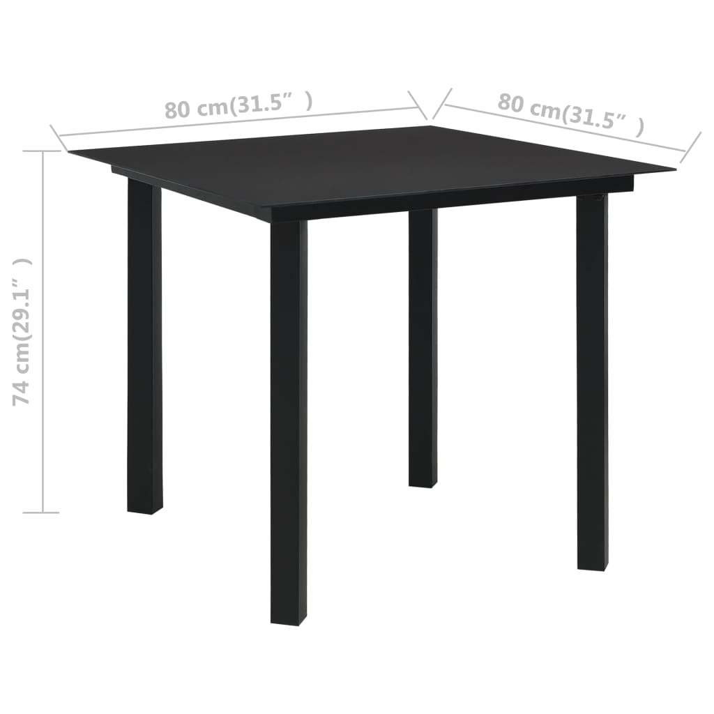 Mesa De Comedor De Jardín Acero Y Vidrio Negra