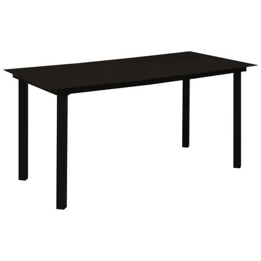 Mesa De Comedor De Jardín Acero Y Vidrio Negra