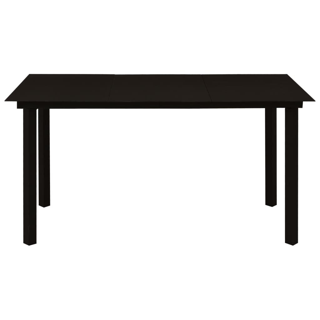 Mesa De Comedor De Jardín Acero Y Vidrio Negra