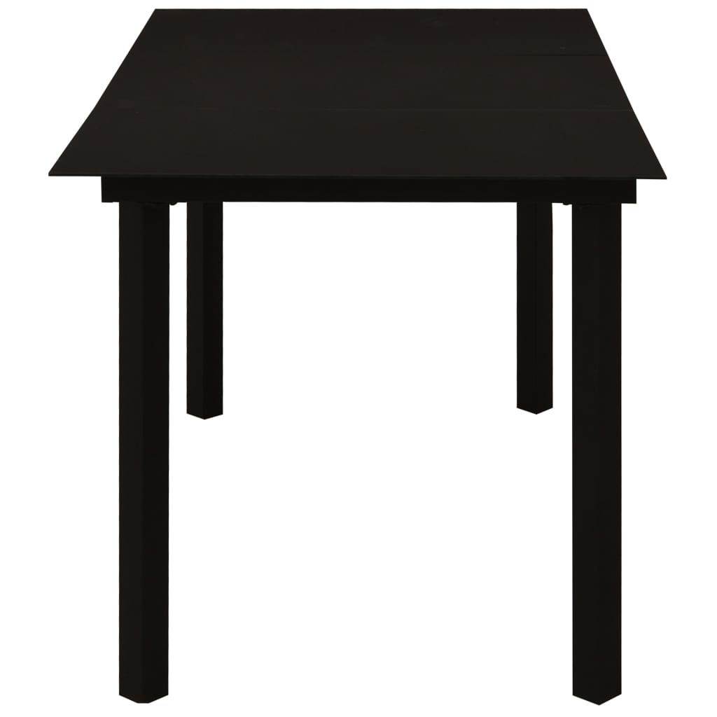 Mesa De Comedor De Jardín Acero Y Vidrio Negra
